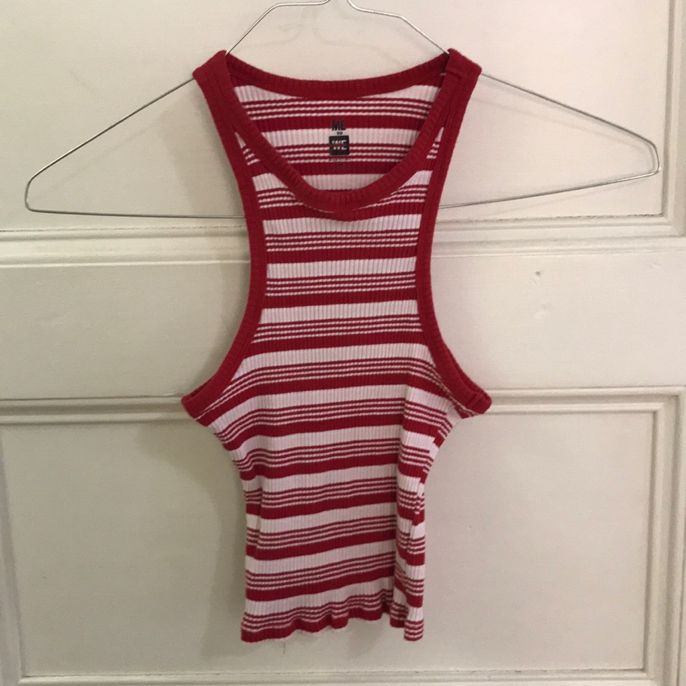 Red and white tang top